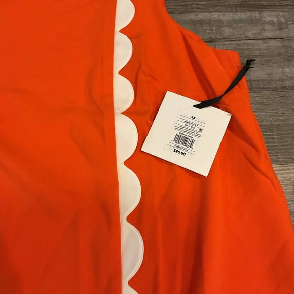 Orange Sleeveless Top with Scallop Trim - Picture 2 of 7